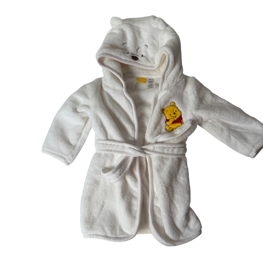 Disney Baby Winnie The Pooh Hooded Bath Robe Cream Newborn Infant